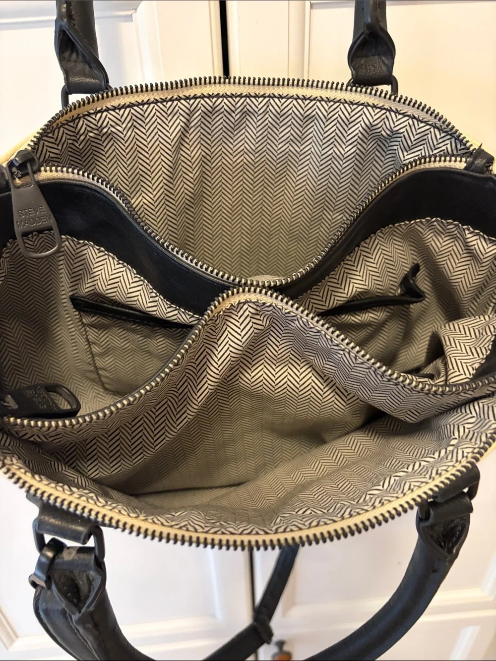Steve Madden Black & Cream Structured Tote Handbag - Never used Women Bags